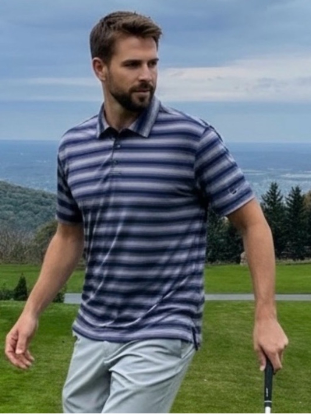 🏌️‍♂️ Nike Golf Dri-FIT UV Polo Shirt Men’s XL – Blue Purple Striped